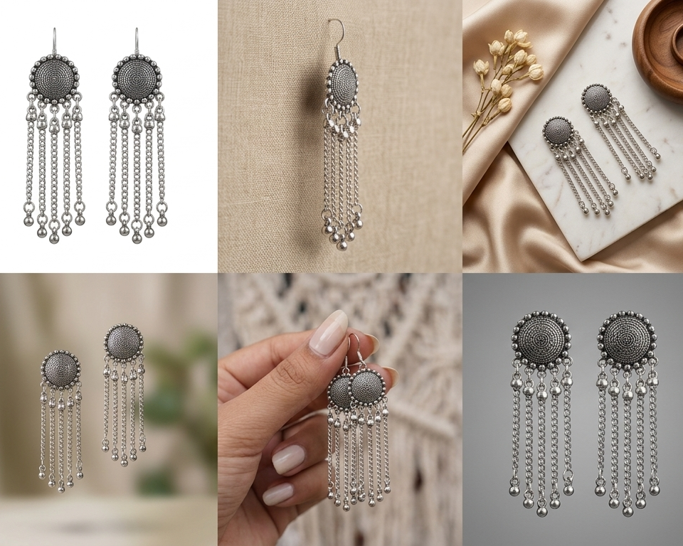 Silver Oxidised Earrings