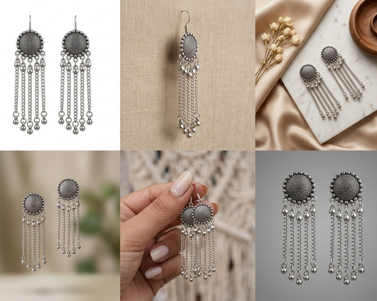 Silver Oxidised Earrings